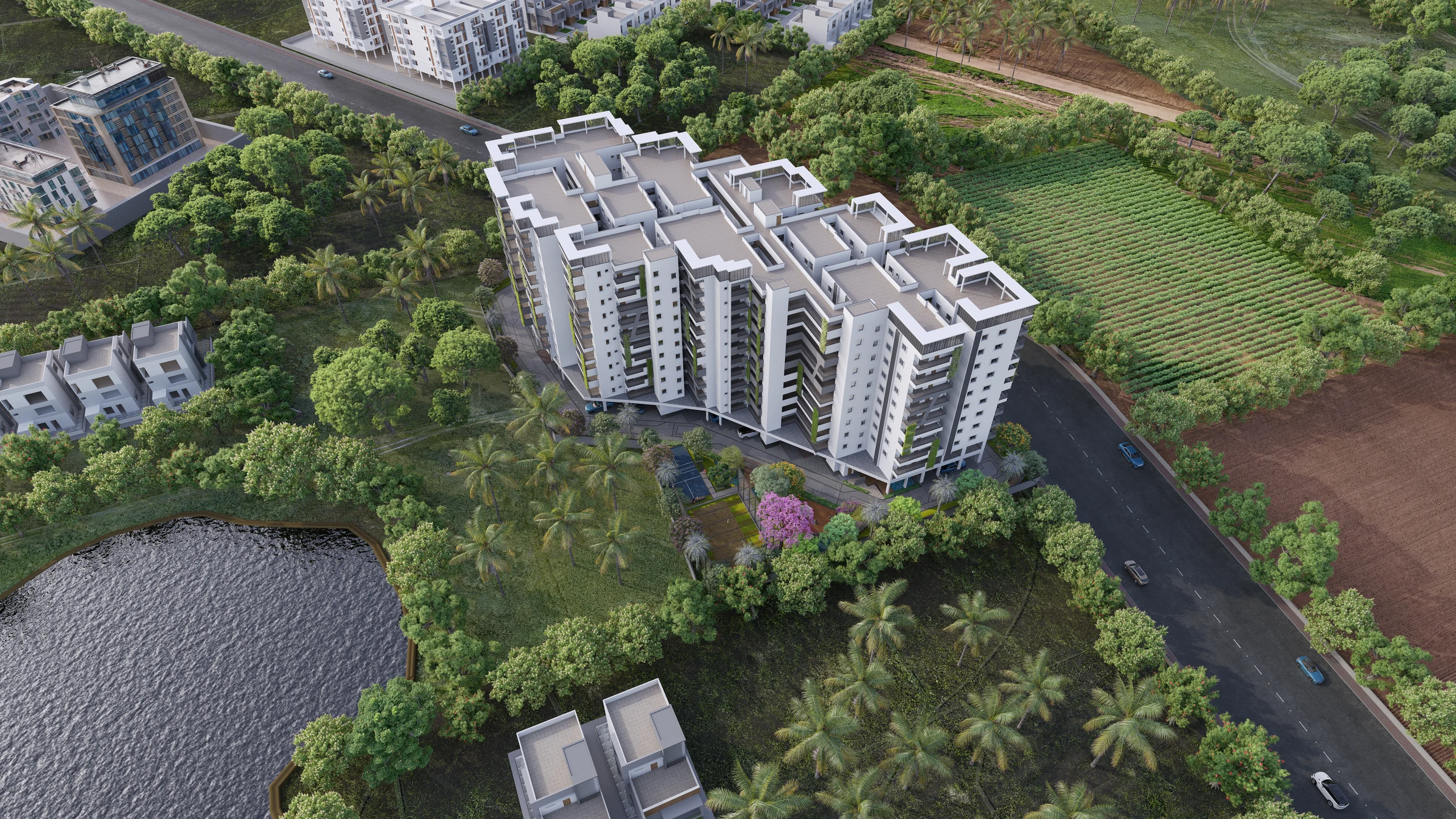 Aerial view of Rudhra Estates residential development